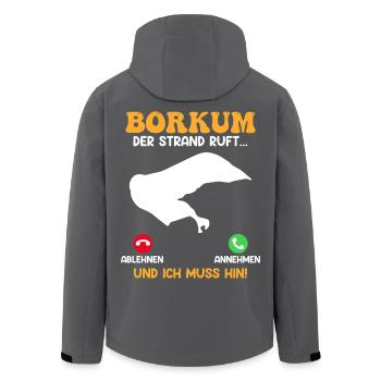 BORKUM DER STRAND RUFT UND ICH MUSS HIN Lustig - Recycelte Männer Softshell-Jacke von Stanley/Stella - Schwarz - Hinten - AI Model Male 185 light (185cm)