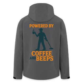 Angetrieben von Kaffee und Piepen, Metallerkennung - Recycelte Männer Softshell-Jacke von Stanley/Stella - Schwarz - Hinten - AI Model Male 185 light (185cm)