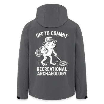Off To Commit Recreational Archaeology Fun - Men’s Recycled Softshell Jacket by Stanley/Stella - black - Back - AI Model Male 185 light (185cm)