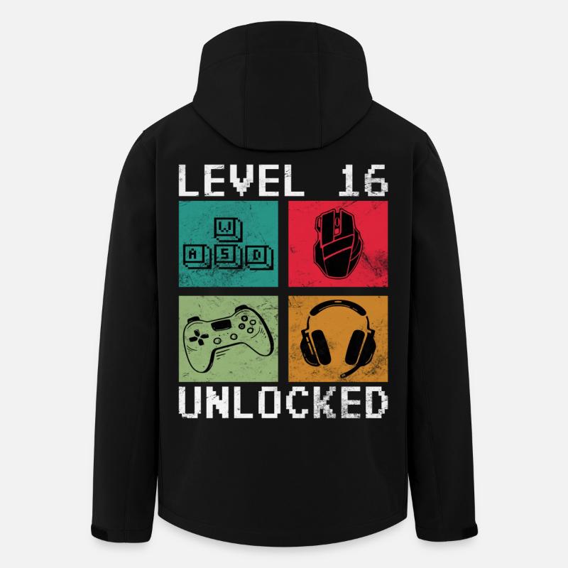 Level 16 Unlocked Retro Gaming - Men’s Recycled Softshell Jacket by Stanley/Stella - black