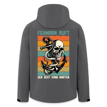 FEHMARN CALLS THE REST CAN WAIT Retro Funny - Men’s Recycled Softshell Jacket by Stanley/Stella - black - Back - AI Model Male 185 light (185cm)