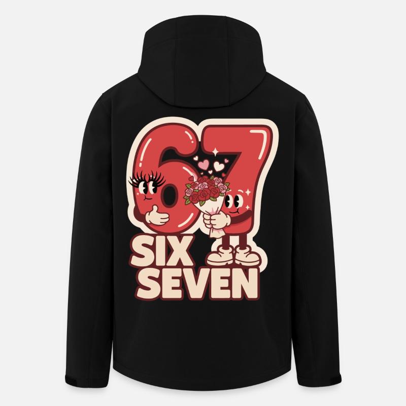 67 Six Seven-meme Alla hjärtans dag-rolig present - Softshelljacka herr i återvunnen polyester Stanley/Stella - svart