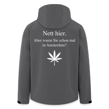 Nice here. But have you been to Amsterdam yet? (W) - Men’s Recycled Softshell Jacket by Stanley/Stella - black - Back - AI Model Male 185 light (185cm)