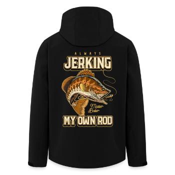 Always Jerking My Rod Funny Fishing - Men’s Recycled Softshell Jacket by Stanley/Stella - black - Back - AI Model Male 185 light (185cm)