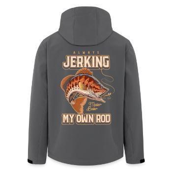Always Jerking My Rod Funny Fishing - Men’s Recycled Softshell Jacket by Stanley/Stella - black - Back - AI Model Male 185 light (185cm)