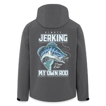 Always Jerking My Rod Funny Fishing - Men’s Recycled Softshell Jacket by Stanley/Stella - black - Back - AI Model Male 185 light (185cm)