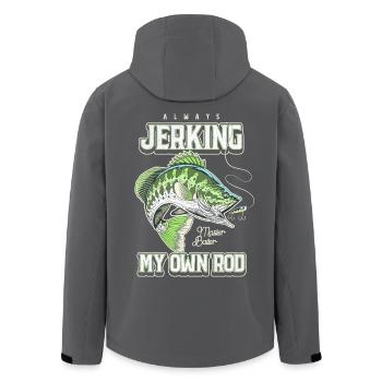 Always Jerking My Rod Funny Fishing - Men’s Recycled Softshell Jacket by Stanley/Stella - black - Back - AI Model Male 185 light (185cm)