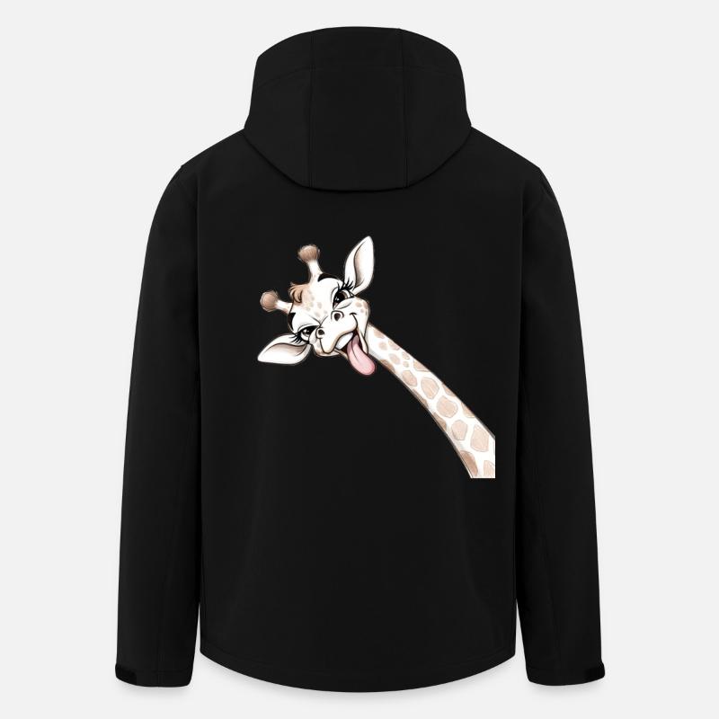 Girafe Joyeuse Langue Déployée - Veste softshell homme en polyester recyclé Stanley/Stella - noir