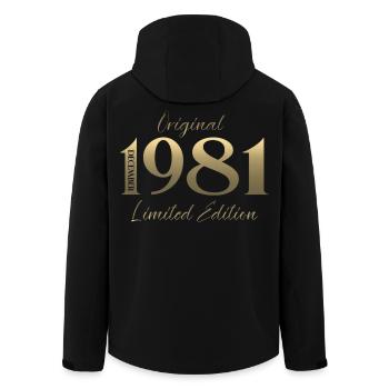 44th Birthday Original December Born 1981 - Men’s Recycled Softshell Jacket by Stanley/Stella - black - Back - AI Model Male 185 light (185cm)
