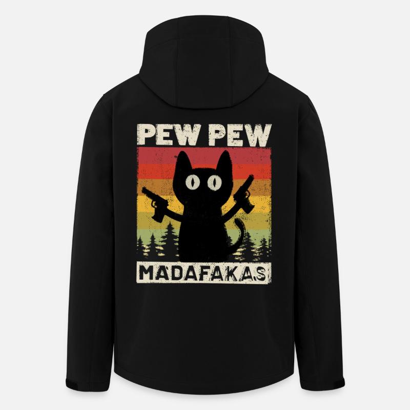 Pew Pew Cat - Veste softshell homme en polyester recyclé Stanley/Stella - noir