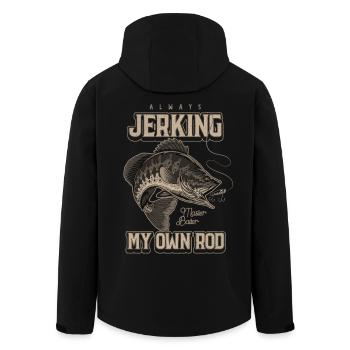 Always Jerking My Rod Funny Fishing - Men’s Recycled Softshell Jacket by Stanley/Stella - black - Back - AI Model Male 185 light (185cm)
