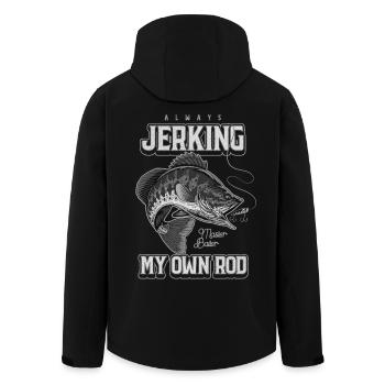 Always Jerking My Rod Funny Fishing - Men’s Recycled Softshell Jacket by Stanley/Stella - black - Back - AI Model Male 185 light (185cm)
