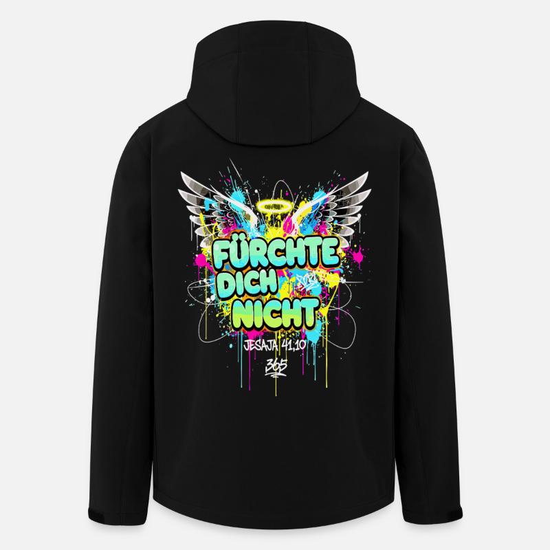 FRYGT IKKE Bibelgraffiti Englevinger - Stanley/Stella herre softshelljakke i genanvendt polyester - sort