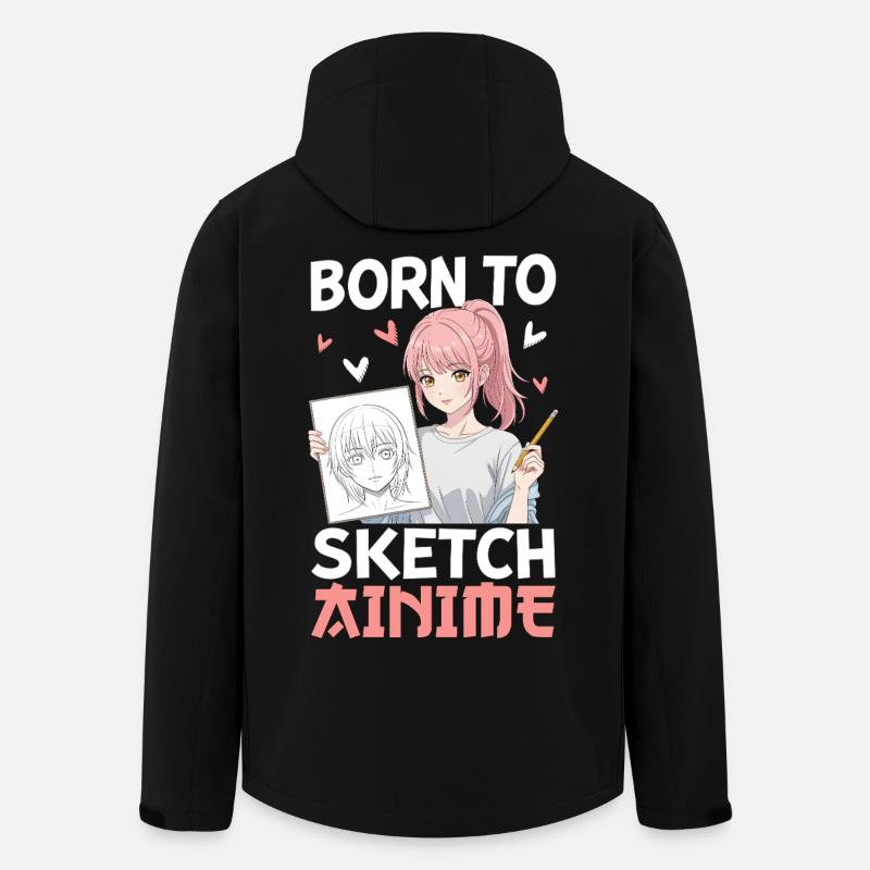 Born To Sketch Anime - Recycelte Männer Softshell-Jacke von Stanley/Stella - Schwarz