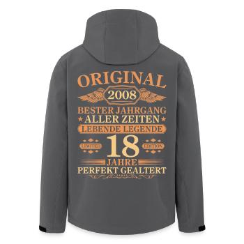 2008 Vintage Perfectly Aged 18th Birthday - Men’s Recycled Softshell Jacket by Stanley/Stella - black - Back - AI Model Male 185 light (185cm)