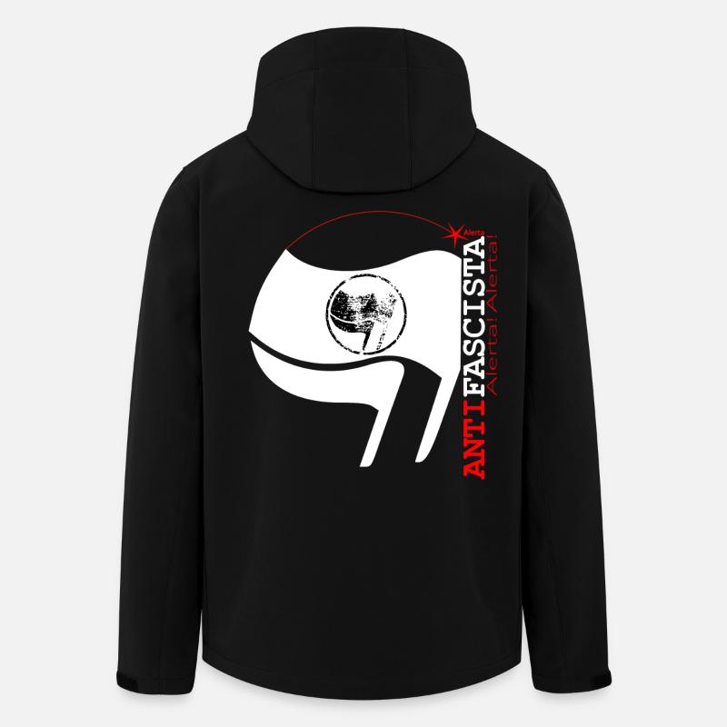 Lettrage vertical et drapeau Antifascista (blanc) - Veste softshell homme en polyester recyclé Stanley/Stella - noir