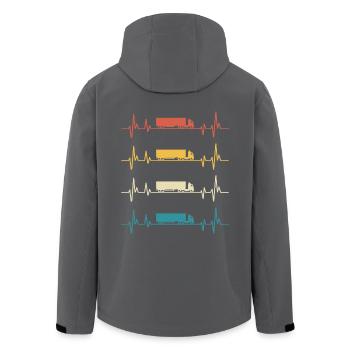 Truck Heartbeat Road Driver Gift - Men’s Recycled Softshell Jacket by Stanley/Stella - black - Back - AI Model Male 185 light (185cm)