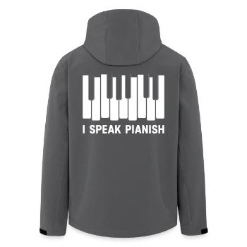 I Speak Pianish - Men’s Recycled Softshell Jacket by Stanley/Stella - black - Back - AI Model Male 185 light (185cm)