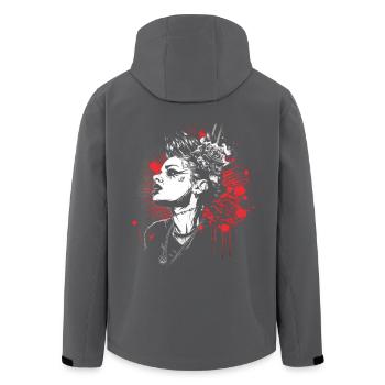 Rebellisches Frauenporträt mit Blumenkranz - Recycelte Männer Softshell-Jacke von Stanley/Stella - Schwarz - Hinten - AI Model Male 185 light (185cm)