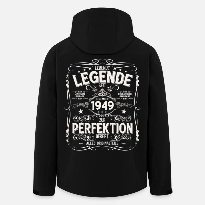76e anniversaire Millésime décembre 1949 - Veste softshell homme en polyester recyclé Stanley/Stella - noir