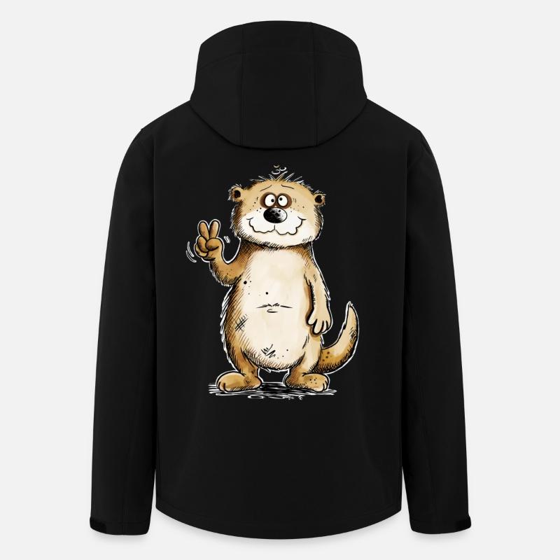 Otter Peacezeichen Design - Recycelte Männer Softshell-Jacke von Stanley/Stella - Schwarz