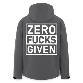Zero Fucks Given Warning Label - Men’s Recycled Softshell Jacket by Stanley/Stella - black - Back - AI Model Male 185 light (185cm)