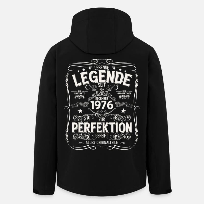 49e anniversaire Millésime décembre 1976 - Veste softshell homme en polyester recyclé Stanley/Stella - noir