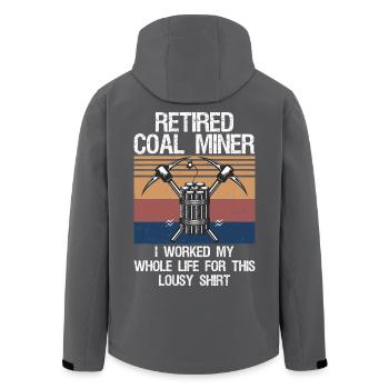Coal Miner Retired Funny Mining Mine Worker Gifts  - Recycelte Männer Softshell-Jacke von Stanley/Stella - Schwarz - Hinten - AI Model Male 185 light (185cm)