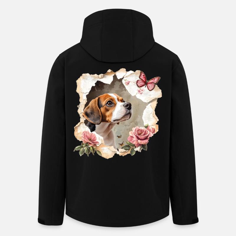 Beagle mit Schmetterling - Recycelte Männer Softshell-Jacke von Stanley/Stella - Schwarz