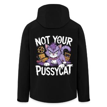 Rebellische Katze mit Punk-Attitüde - Recycelte Männer Softshell-Jacke von Stanley/Stella - Schwarz - Hinten - AI Model Male 185 light (185cm)