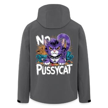 No Pussycat Rebellious Fighting Cat - Men’s Recycled Softshell Jacket by Stanley/Stella - black - Back - AI Model Male 185 light (185cm)