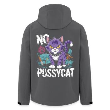 Rebellische Katze No Pussycat Design - Recycelte Männer Softshell-Jacke von Stanley/Stella - Schwarz - Hinten - AI Model Male 185 light (185cm)