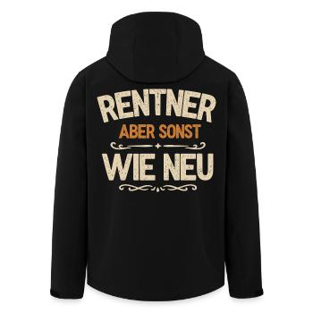 Rentner - Aber sonst wie neu - Recycelte Männer Softshell-Jacke von Stanley/Stella - Schwarz - Hinten - AI Model Male 185 light (185cm)