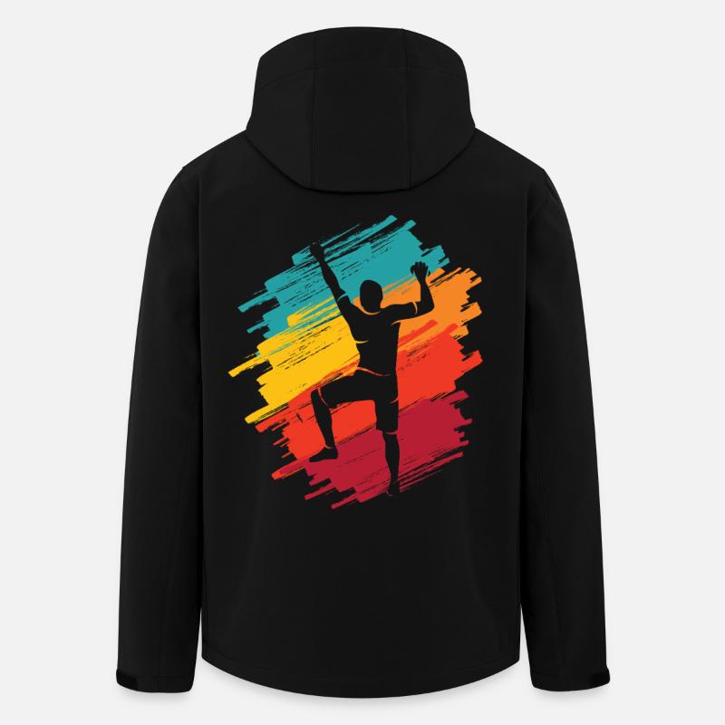 Climbing Mountains Retro Climber Bouldering - Men’s Recycled Softshell Jacket by Stanley/Stella - black