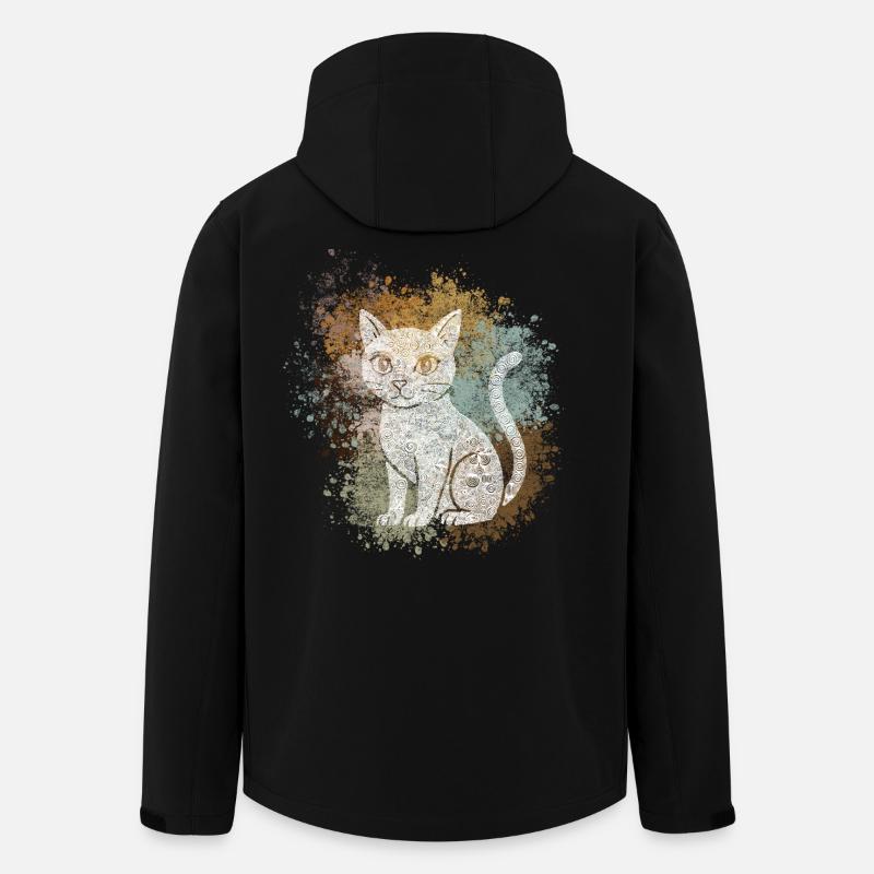 Chat Zentangle - Veste softshell homme en polyester recyclé Stanley/Stella - noir