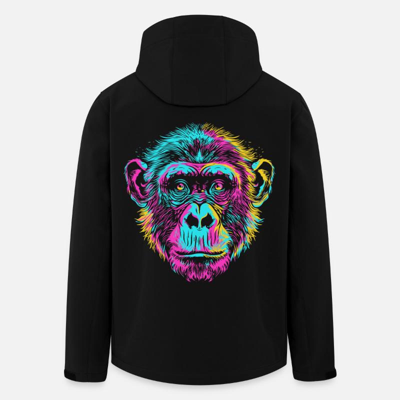 Bunter Schimpanse im Neon-Art Stil - Recycelte Männer Softshell-Jacke von Stanley/Stella - Schwarz