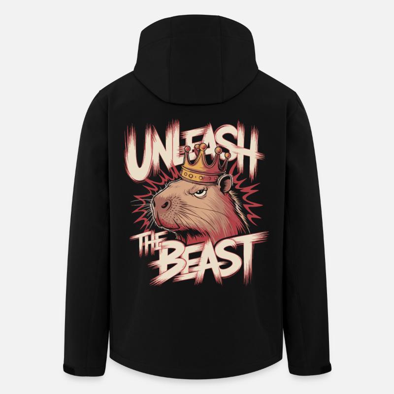 Capybara King Unleash the Beast Design - Men’s Recycled Softshell Jacket by Stanley/Stella - black