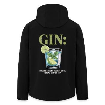 Gin parce que j’aime mes regrets croquants herbaux 43 % - Veste softshell homme en polyester recyclé Stanley/Stella - noir - Dos - AI Model Male 185 light (185cm)