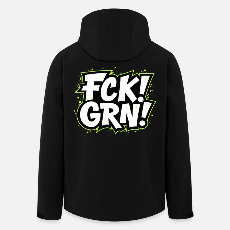 Lettrage de déclaration FCK GRN - Veste softshell homme en polyester recyclé Stanley/Stella - noir