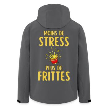 Weniger Stress Mehr Pommes - Recycelte Männer Softshell-Jacke von Stanley/Stella - Schwarz - Hinten - AI Model Male 185 light (185cm)