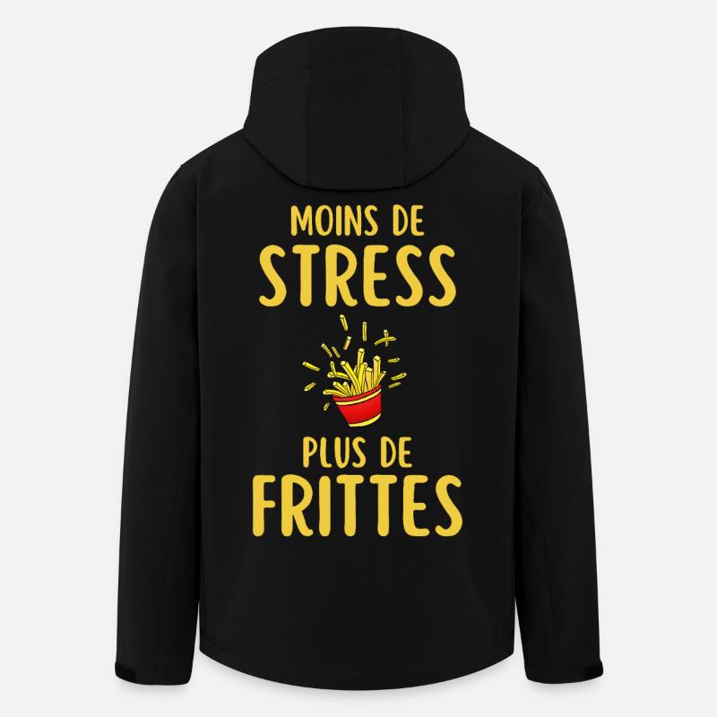 Moins de Stress Plus de Frites - Veste softshell homme en polyester recyclé Stanley/Stella - noir