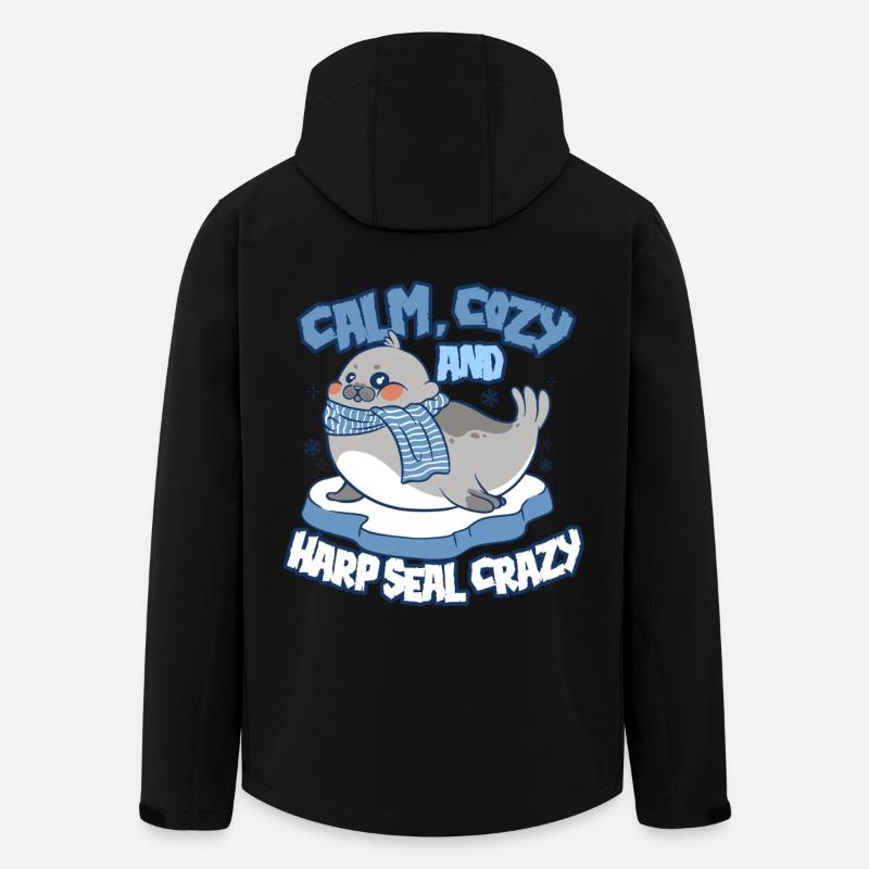 Sattelrobbe Robben Harp Seal Crazy - Recycelte Männer Softshell-Jacke von Stanley/Stella - Schwarz