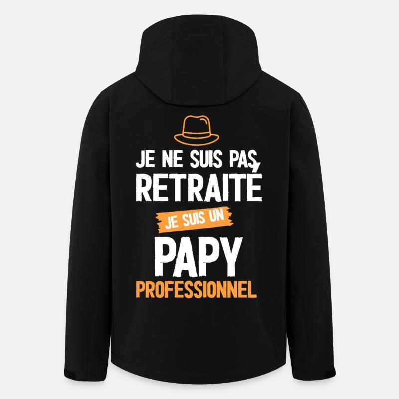 Papi Professionnel — Retraite Inversée - Veste softshell homme en polyester recyclé Stanley/Stella - noir