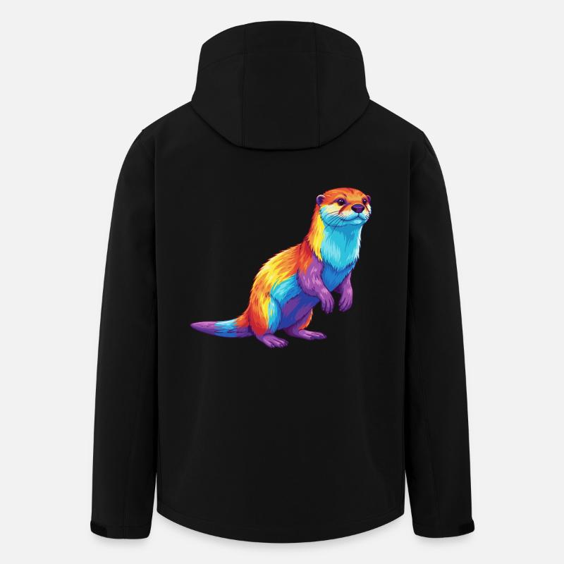 Buntes Otter-Regenbogen-Pop-Art-Aquarell - Recycelte Männer Softshell-Jacke von Stanley/Stella - Schwarz