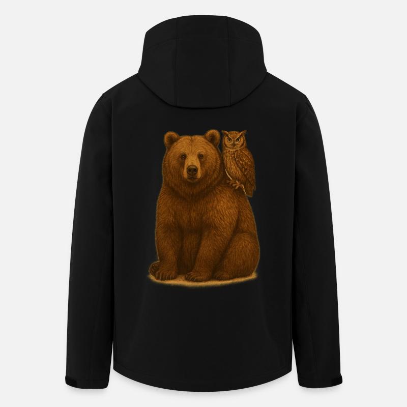 Bär und Eule - Recycelte Männer Softshell-Jacke von Stanley/Stella - Schwarz