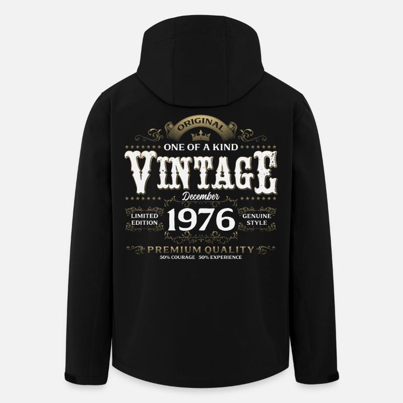 49e anniversaire Millésime décembre 1976 - Veste softshell homme en polyester recyclé Stanley/Stella - noir