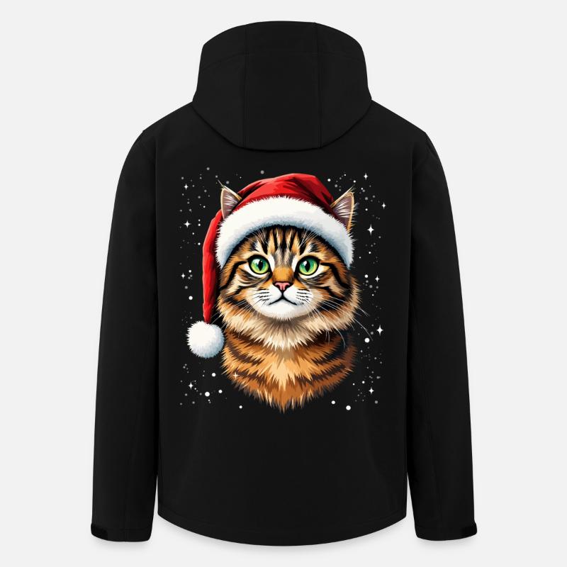 Chaton Noël au Chapeau Rouge - Veste softshell homme en polyester recyclé Stanley/Stella - noir