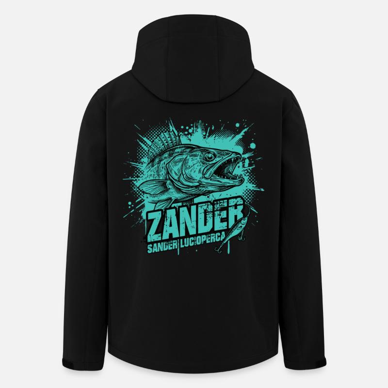 Zander Angler: Der Raubfisch-Jäger - Recycelte Männer Softshell-Jacke von Stanley/Stella - Schwarz