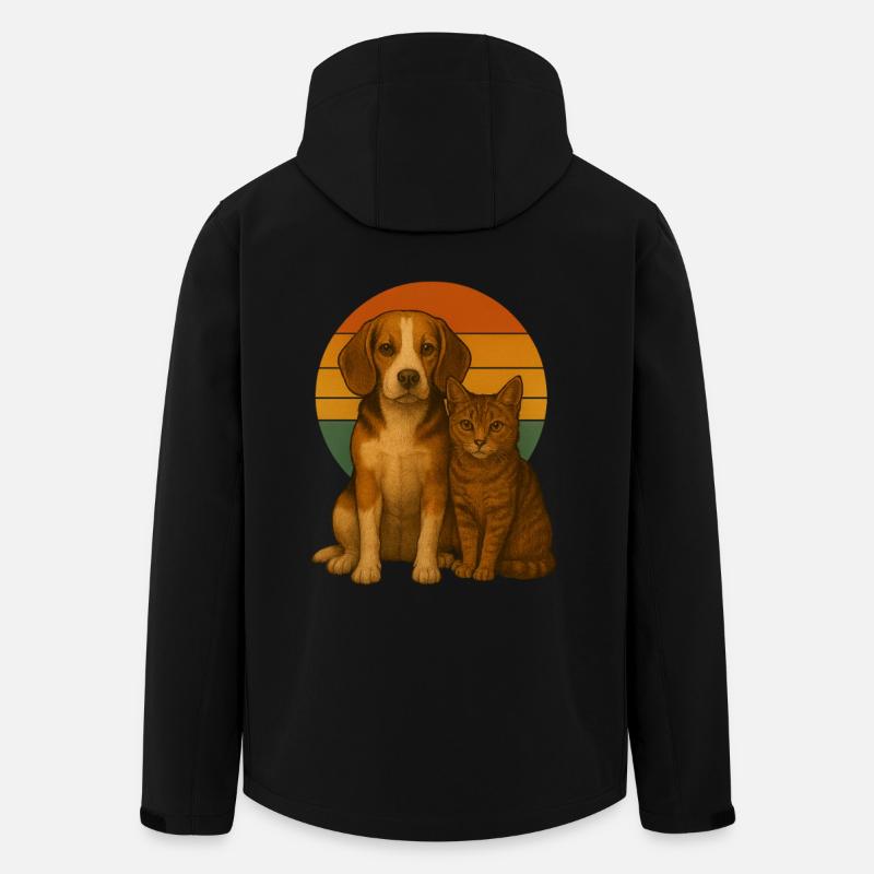Beagle und Katze - Recycelte Männer Softshell-Jacke von Stanley/Stella - Schwarz