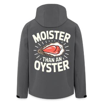 Moister as Oyster – Wordplay Design - Men’s Recycled Softshell Jacket by Stanley/Stella - black - Back - AI Model Male 185 light (185cm)
